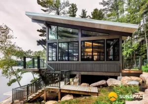 3 season sunroom with glass river side