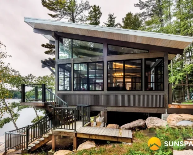 3 season sunroom with glass river side